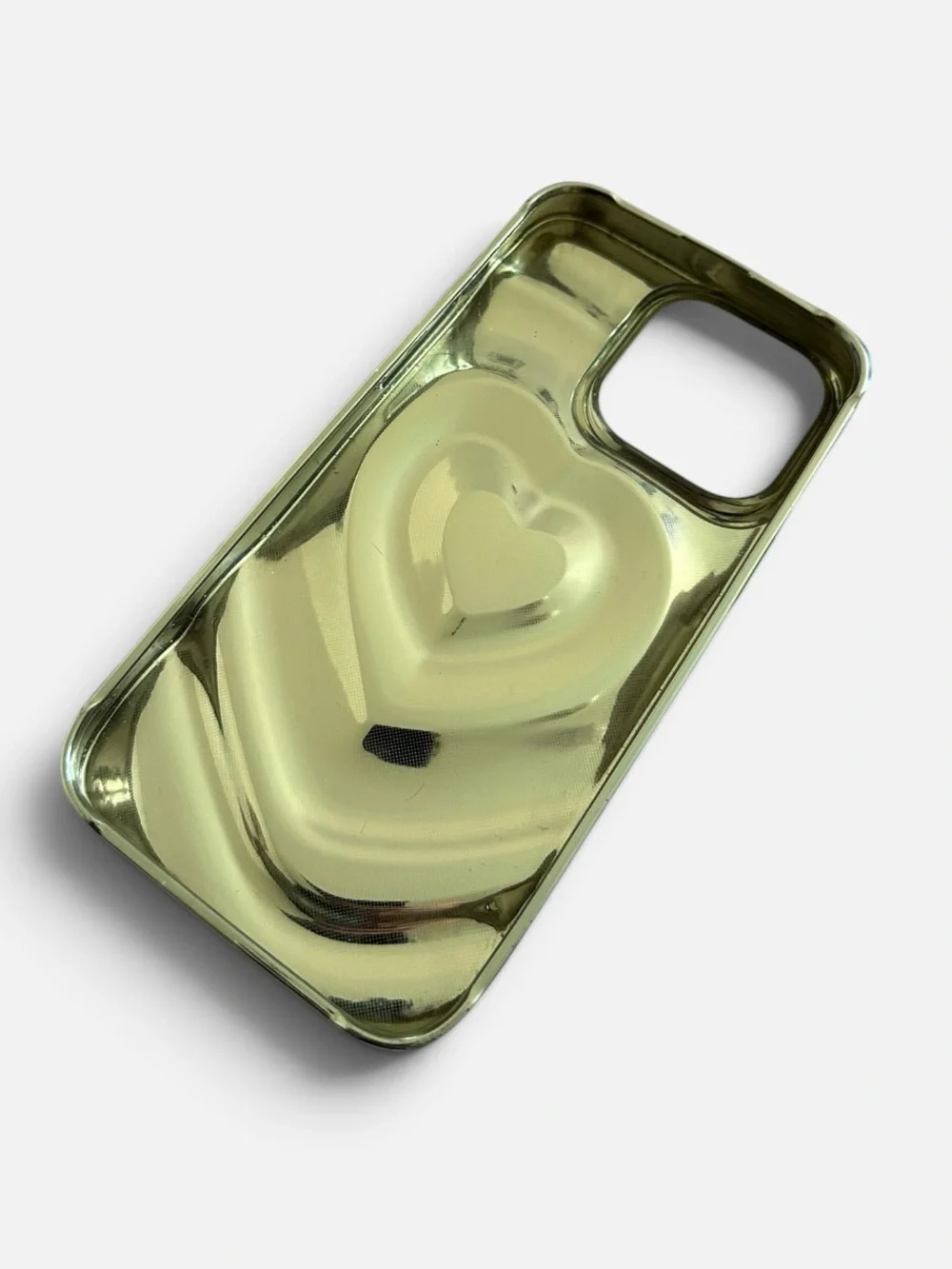 Reflective Silver Heart Design Phone Case - Fits IPhone 14 Pro Max